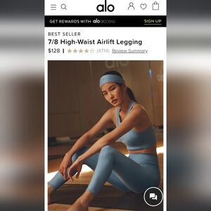 Alo Yoga 7/8 Airlift Legging Size XS (2-4) Celestial Blue